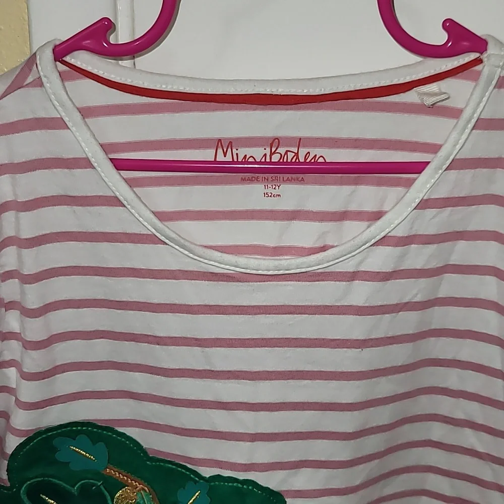 Mini Boden girls top size 11-12 tree bunny striped pullover cute embroidery - Picture 3 of 6